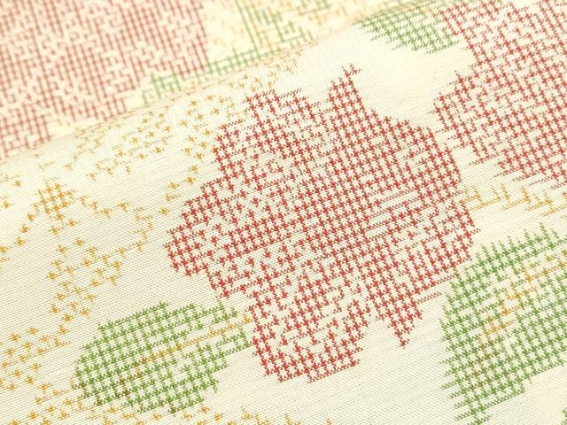 平和屋着物▽上質な紬 単衣 藍波島 草花文 証紙付き 正絹 逸品 CABF7695th
