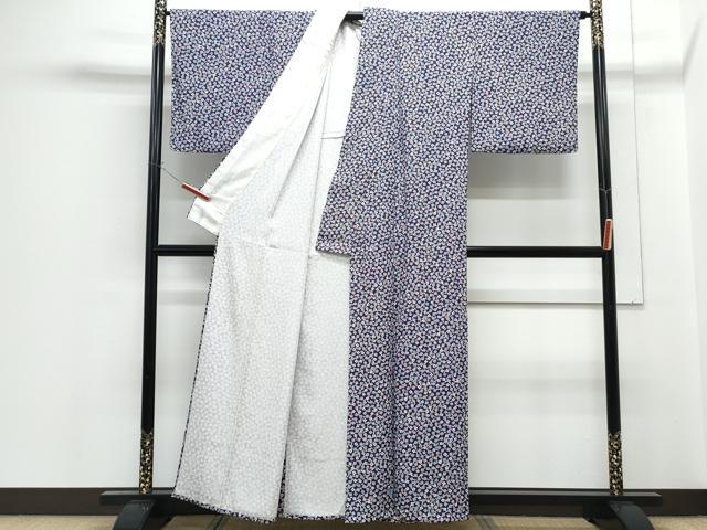 平和屋着物▽上質な小紋 単衣 草花文 正絹 逸品 CABF7709th