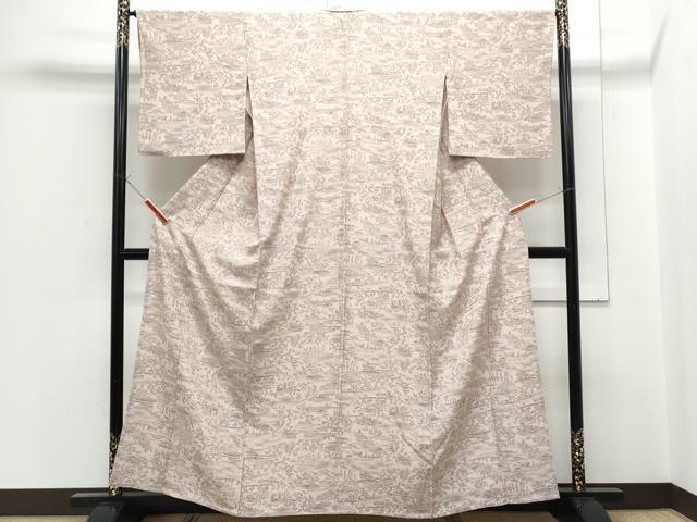 平和屋着物▽上質な小紋 単衣 人物風景文 正絹 逸品 CABF7711th