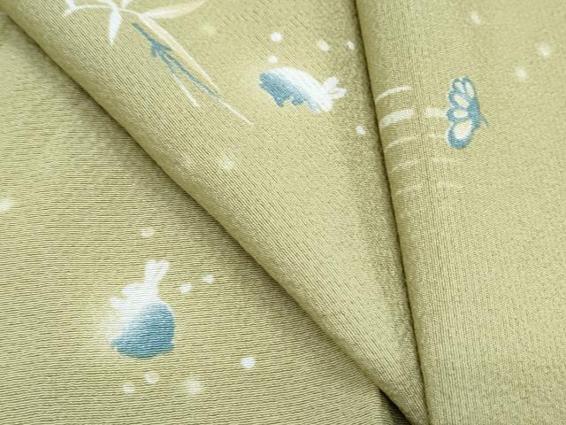 平和屋着物▽上質な小紋 単衣 兎 雪輪花文 正絹 逸品 CABF7714th