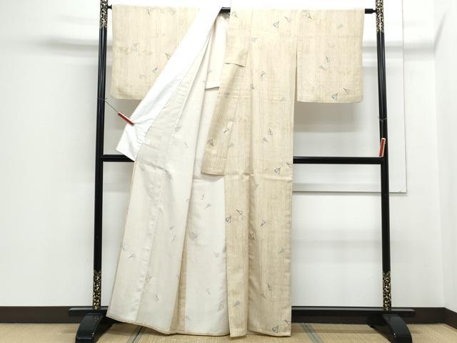 平和屋着物▽上質な小紋 単衣 扇面花文 正絹 逸品 CABF7719th