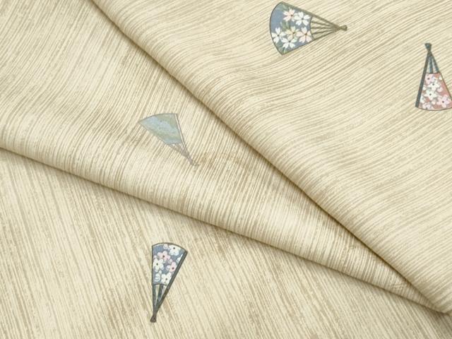 平和屋着物▽上質な小紋 単衣 扇面花文 正絹 逸品 CABF7719th