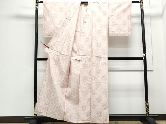 平和屋着物▽上質な紬 単衣 麻の葉文様 正絹 逸品 CABF7732th