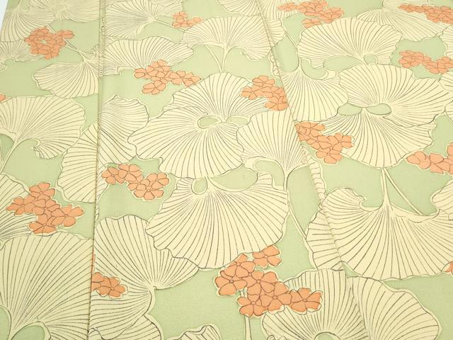 平和屋着物▽上質な小紋 単衣 銀杏 正絹 逸品 CABF7733th
