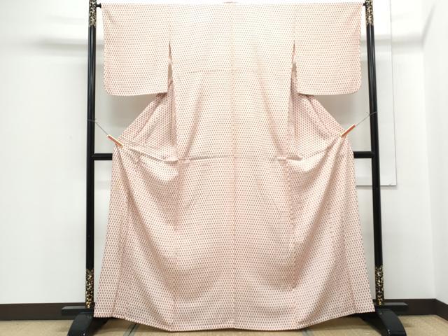 平和屋着物▽上質な小紋 単衣 横段花文 正絹 逸品 CABF7742th