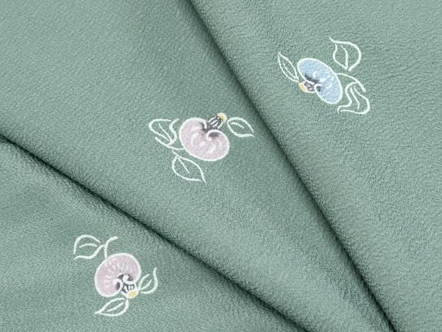 平和屋着物▽上質な小紋 単衣 型染め 草花文 正絹 逸品 CABF7775th