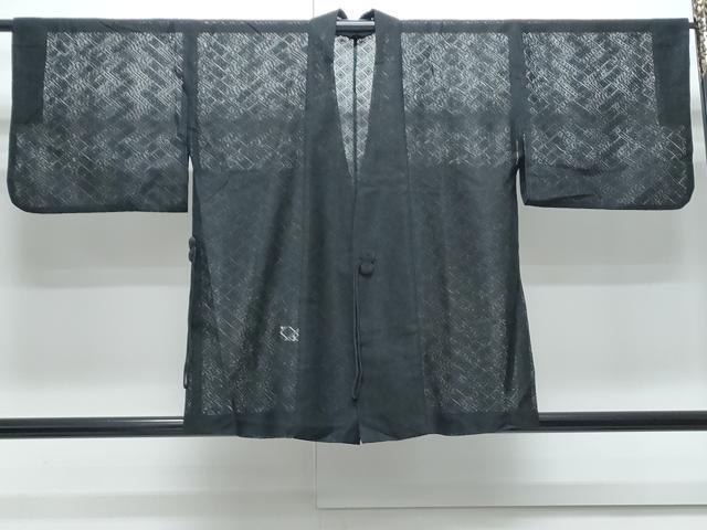 平和屋着物▽道中着 スリーシーズン 春夏秋 塵除け 菱紋紗 黒地 洗える着物 CABF7780th