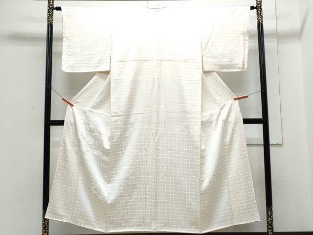 平和屋着物▼訪問着 総刺繍 花籠文 生成り色 正絹 逸品 CABF7796th