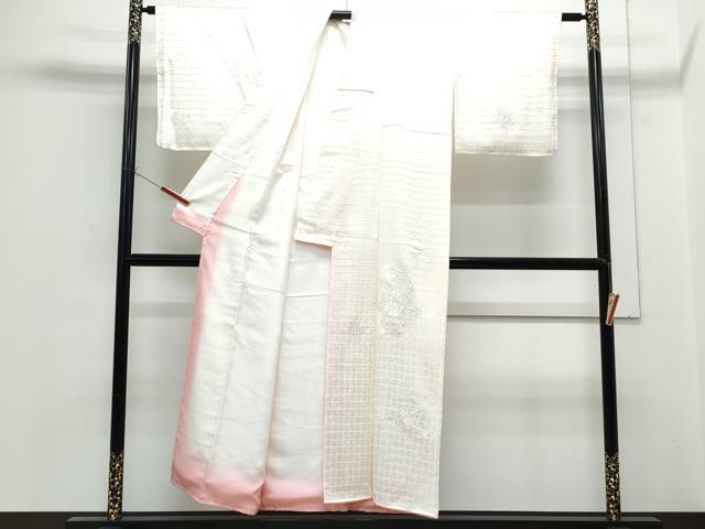 平和屋着物▼訪問着 総刺繍 花籠文 生成り色 正絹 逸品 CABF7796th