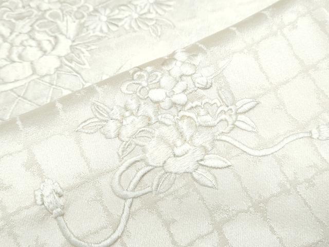 平和屋着物▼訪問着 総刺繍 花籠文 生成り色 正絹 逸品 CABF7796th