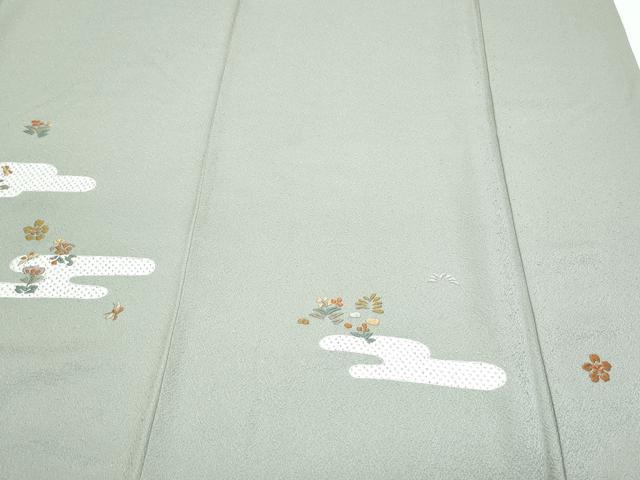 平和屋着物▼訪問着 総刺繍 エ霞花文 金糸 正絹 逸品 CABF7798th