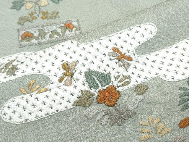 平和屋着物▼訪問着 総刺繍 エ霞花文 金糸 正絹 逸品 CABF7798th