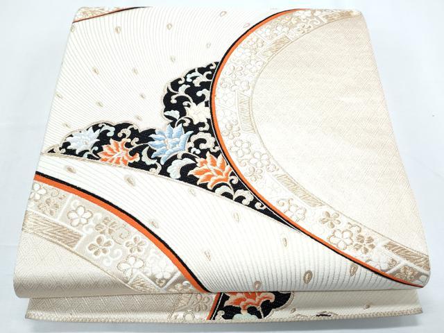 平和屋着物◎六通柄袋帯 九百錦 更紗花文 金糸 正絹 逸品 CABF7811th