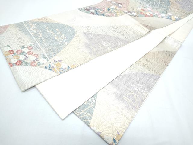 平和屋着物◎六通柄袋帯 唐織 草花文 金糸 正絹 逸品 CABF7817th