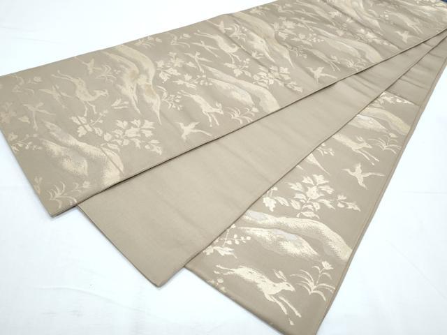 平和屋着物◎六通柄 京袋帯 動物風景文 金糸 正絹 逸品 CABF7819th