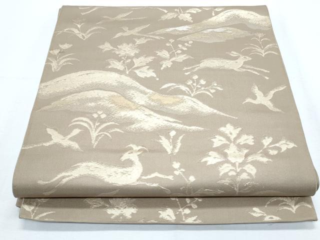 平和屋着物◎六通柄 京袋帯 動物風景文 金糸 正絹 逸品 CABF7819th