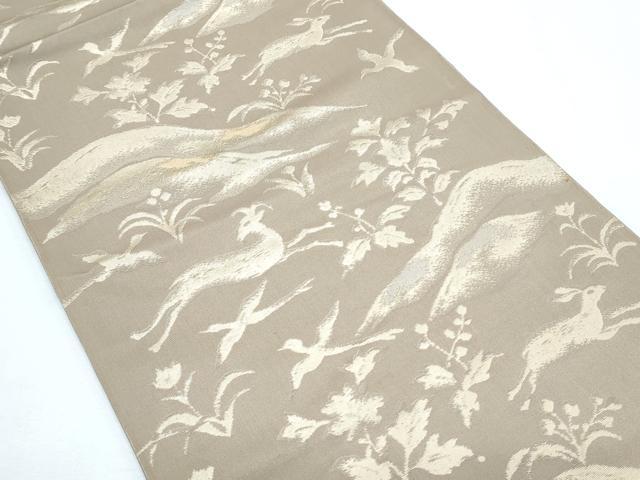 平和屋着物◎六通柄 京袋帯 動物風景文 金糸 正絹 逸品 CABF7819th
