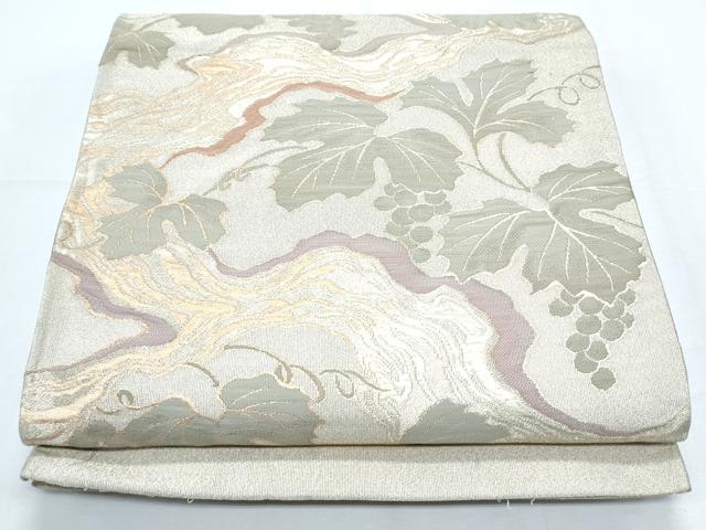平和屋着物◎六通柄袋帯 葡萄蔦の葉文 金糸 正絹 逸品 CABF7820th