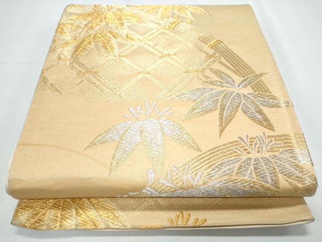 平和屋着物◎六通柄袋帯 籬草葉文 金銀糸 正絹 逸品 CABF7838th