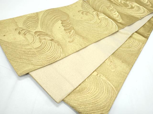 平和屋着物◎六通柄袋帯 立波文 金糸 正絹 逸品 CABF7840th