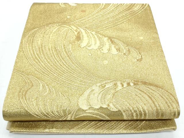 平和屋着物◎六通柄袋帯 立波文 金糸 正絹 逸品 CABF7840th