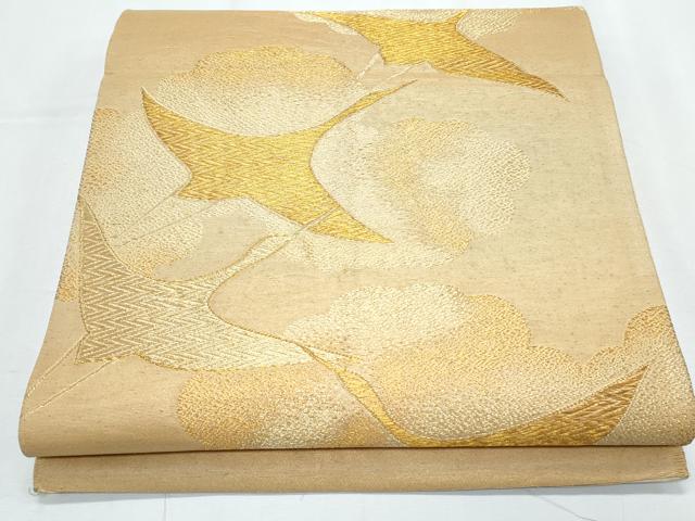 平和屋着物◎六通柄袋帯 飛鶴文 金糸 正絹 逸品 CABF7844th
