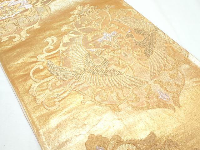 平和屋着物◎六通柄袋帯 向かい鳥花文 金銀糸 正絹 逸品 CABF7845th