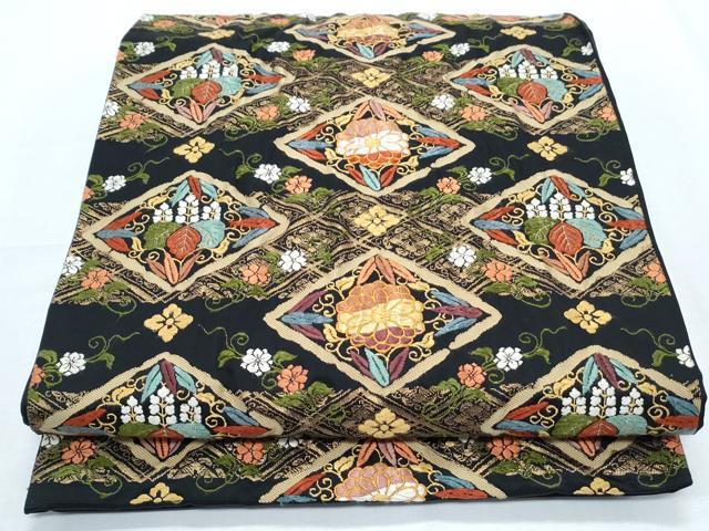 平和屋着物◎六通柄袋帯 唐織 菱花文 正絹 逸品 CABF7863th