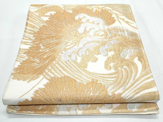 平和屋着物◎六通柄袋帯 立波文 金糸 正絹 逸品 CABF7866th