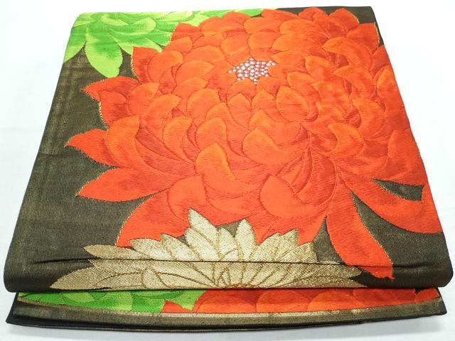 平和屋着物◎六通柄袋帯 唐織 草花文 金糸 正絹 逸品 CABF7872th