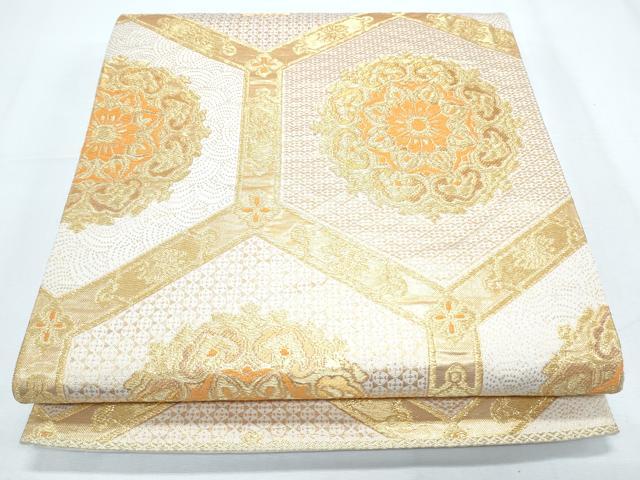 平和屋着物◎六通柄袋帯 正倉院亀甲花文 金糸 正絹 逸品 CABF7884th