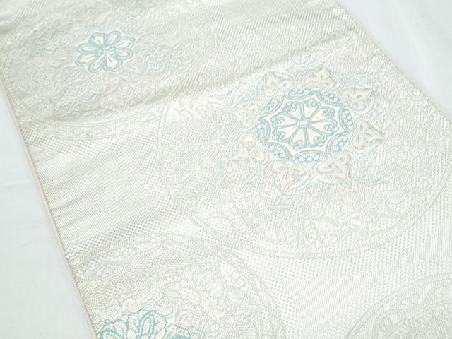 平和屋着物◎六通柄袋帯 正倉院花文 銀糸 正絹 逸品 CABF7901th