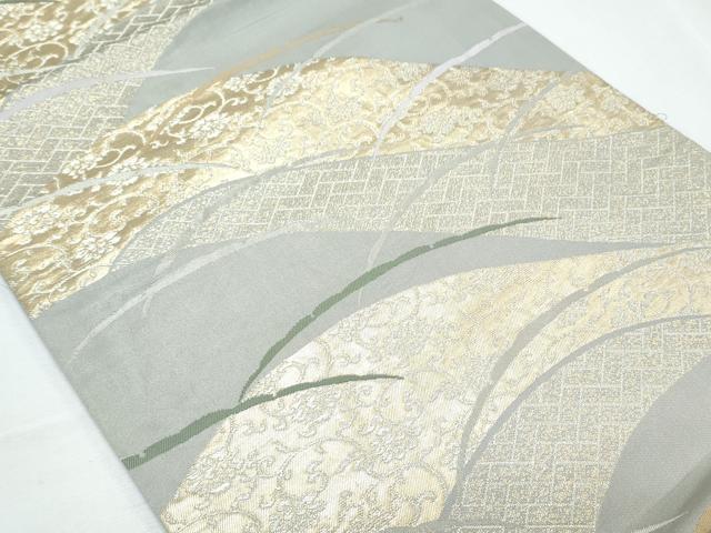 平和屋着物◎六通柄袋帯 雪芝文 金糸 正絹 逸品 CABF7905th