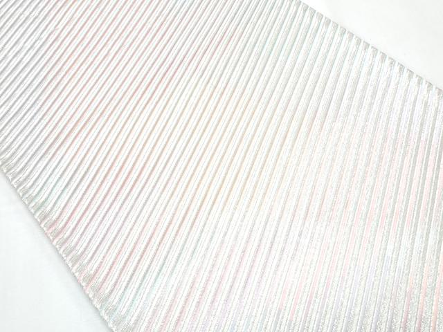 平和屋着物◎全通柄袋帯 斜線文 銀糸 正絹 逸品 CABF7922th