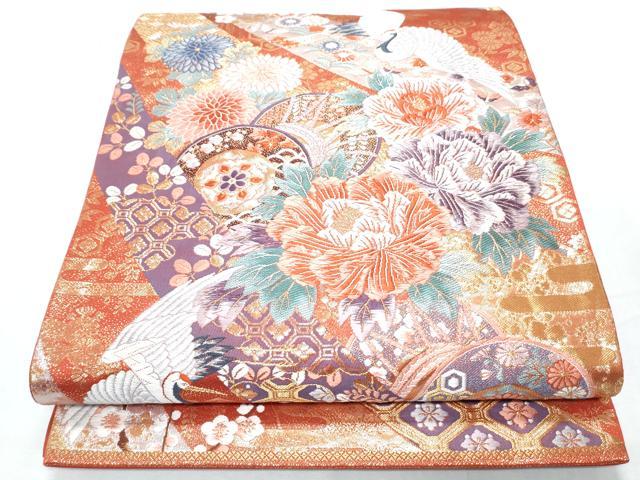 平和屋着物◎六通柄袋帯 熨斗目取花鼓紋 金糸 正絹 逸品 CABF7923th