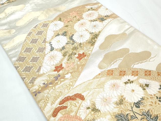 平和屋着物◎六通柄袋帯 唐織 草花文 金銀糸 正絹 逸品 CABF7925th