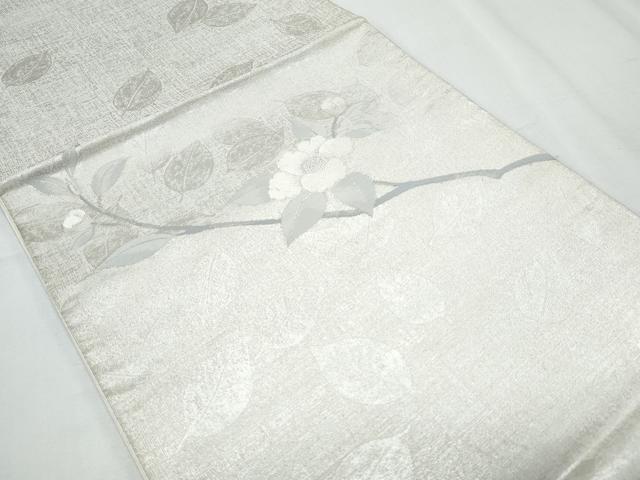 平和屋着物◎太鼓柄袋帯 枝花文 銀糸 正絹 逸品 CABF7932th