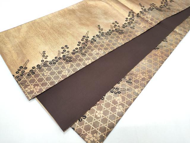 平和屋着物◎全通柄袋帯 籬花文 金糸 正絹 逸品 CABF7987th
