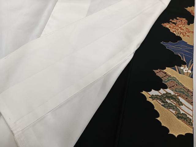 平和屋着物■豪華黒留袖 鶴風景松梅花文 金彩 正絹 逸品 CABF8077xi