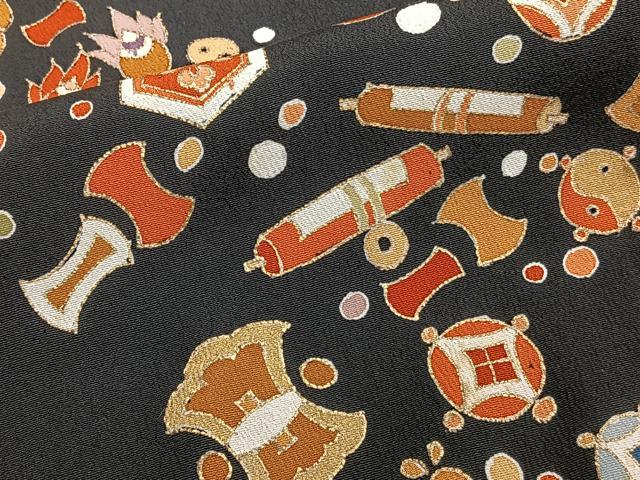平和屋着物■豪華黒留袖 駒刺繍 鶴宝尽くし文 正絹 逸品 CABF8078xi