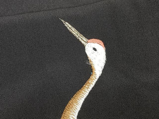 平和屋着物■豪華黒留袖 刺繍 鶴 暈し染め 金彩 正絹 逸品 CABF8092xi