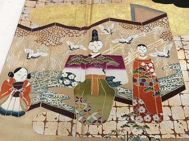 平和屋着物■豪華黒留袖 作家物 屏風人物風景文 金彩 正絹 逸品 CABF8094xi