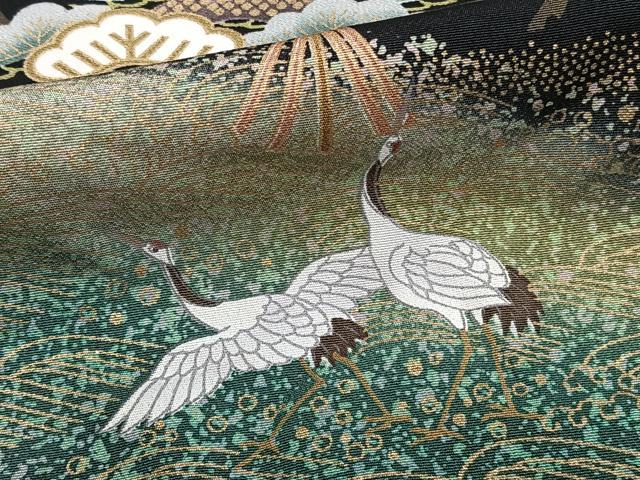 平和屋着物■豪華黒留袖 作家物 駒刺繍 飛鳥松花文 金彩 正絹 逸品 CABF8095xi