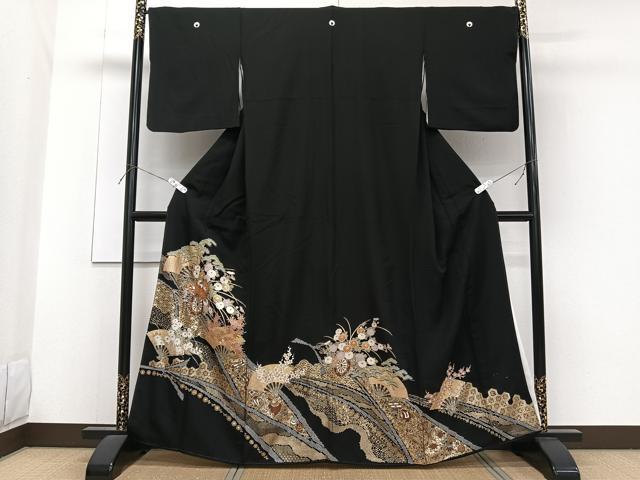 平和屋着物■豪華黒留袖 花車宝文 松竹梅 金彩 正絹 逸品 CABF8116xi