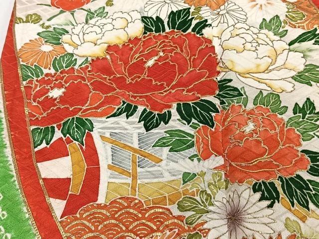 平和屋着物■豪華振袖 駒刺繍 絞り 絵巻花文 金彩 正絹 逸品 CABF8119xi