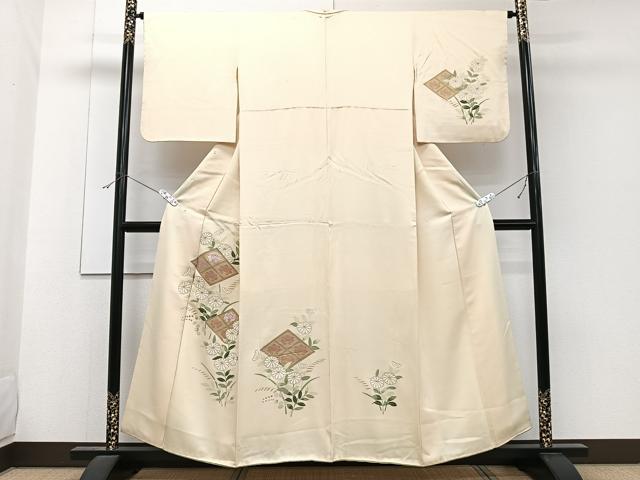 平和屋着物■訪問着 刺繍 菱草花文 金彩 やまと誂製 正絹 逸品 CABF8143xi