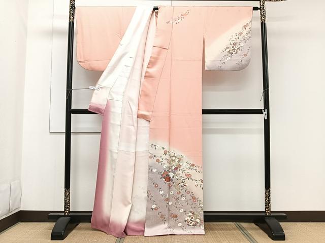 平和屋着物■訪問着 枝垂れ雪輪花文 暈し染め 金銀彩 正絹 逸品 CABF8152xi