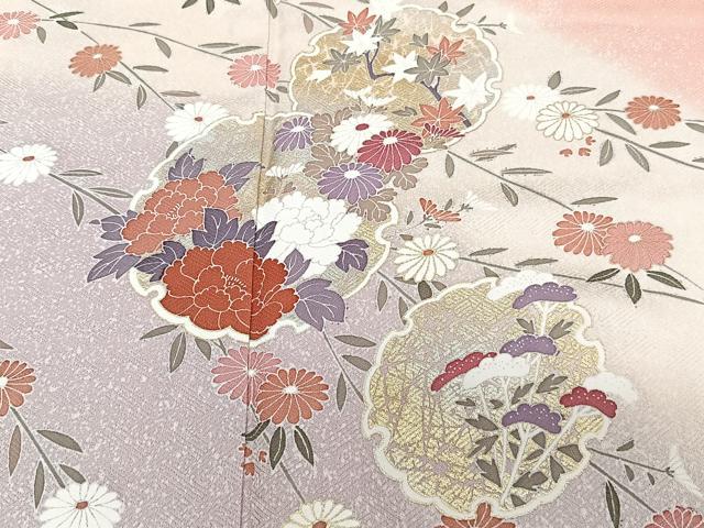 平和屋着物■訪問着 枝垂れ雪輪花文 暈し染め 金銀彩 正絹 逸品 CABF8152xi
