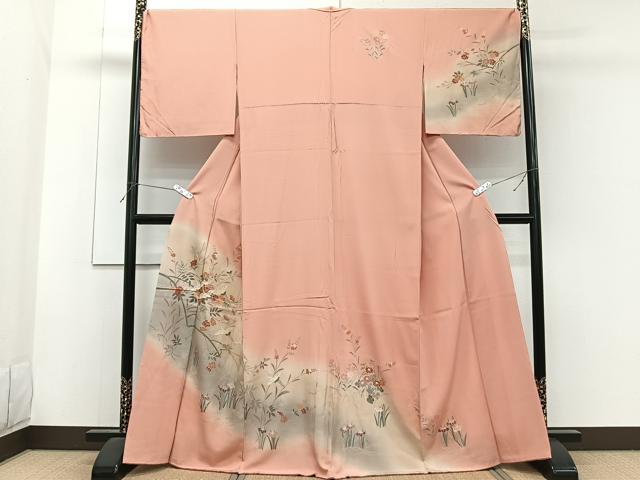平和屋着物■訪問着 飛鶴枝花文 暈し染め 金銀彩 正絹 逸品 未使用 CABF8159xi