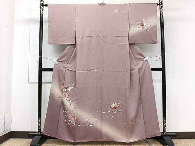 平和屋着物■訪問着 檜扇花文 暈し染め 金銀彩 正絹 逸品 CABF8163xi